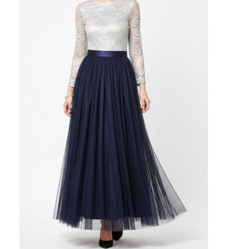 True Decadence Women's Navy Blue Tulle Evening Formal Long Skirt Size 10 Tall